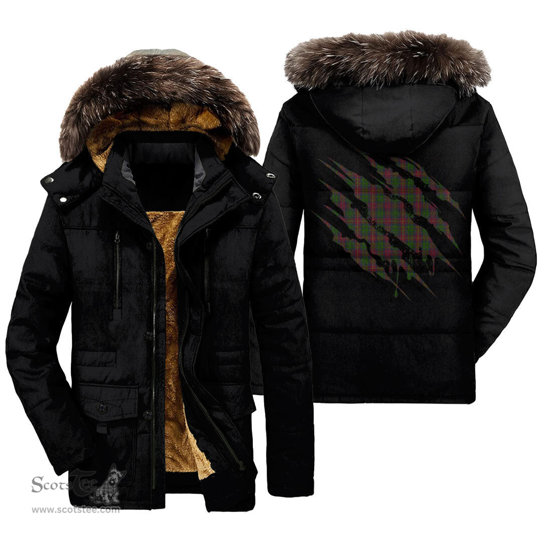 ScotsTee Shop Scottish Cairns Clan Tartan Scratch Tartan Faux Fur Hooded Parka Jacket