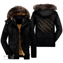 ScotsTee Shop Scottish Cairns Clan Tartan Scratch Tartan Faux Fur Hooded Parka Jacket