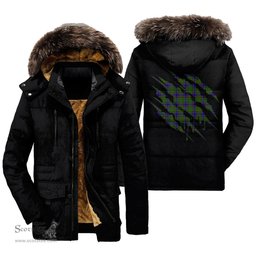 ScotsTee Shop Scottish Adam Clan Tartan Scratch Tartan Faux Fur Hooded Parka Jacket
