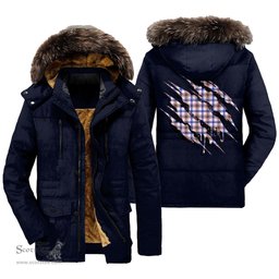 ScotsTee Shop Scottish Boswell Modern Clan Tartan Scratch Tartan Faux Fur Hooded Parka Jacket