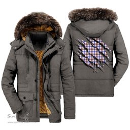 ScotsTee Shop Scottish Boswell Modern Clan Tartan Scratch Tartan Faux Fur Hooded Parka Jacket