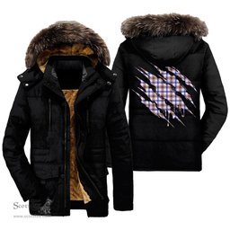 ScotsTee Shop Scottish Boswell Modern Clan Tartan Scratch Tartan Faux Fur Hooded Parka Jacket