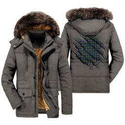ScotsTee Shop Scottish Cameron of Erracht Ancient Clan Tartan Scratch Tartan Faux Fur Hooded Parka Jacket
