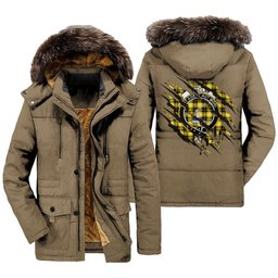 ScotsTee Shop Scottish Barclay Dress Modern Clan Crest Tartan Scratch Tartan Faux Fur Hooded Parka Jacket