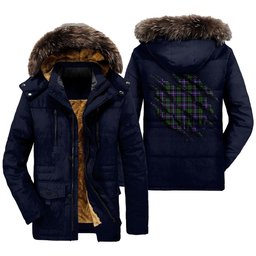 ScotsTee Shop Scottish Galbraith Modern Clan Tartan Scratch Tartan Faux Fur Hooded Parka Jacket