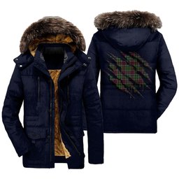 ScotsTee Shop Scottish Crosbie Clan Tartan Scratch Tartan Faux Fur Hooded Parka Jacket