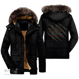 ScotsTee Shop Scottish Crosbie Clan Tartan Scratch Tartan Faux Fur Hooded Parka Jacket