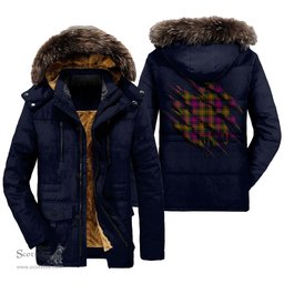 ScotsTee Shop Scottish Carnegie Modern Clan Tartan Scratch Tartan Faux Fur Hooded Parka Jacket