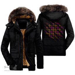 ScotsTee Shop Scottish Carnegie Modern Clan Tartan Scratch Tartan Faux Fur Hooded Parka Jacket