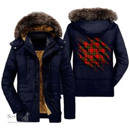 ScotsTee Shop Scottish Dunbar Modern Clan Tartan Scratch Tartan Faux Fur Hooded Parka Jacket