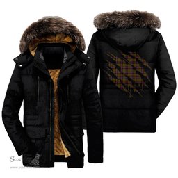 ScotsTee Shop Scottish Cochrane Modern Clan Tartan Scratch Tartan Faux Fur Hooded Parka Jacket