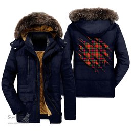 ScotsTee Shop Scottish Christie Clan Tartan Scratch Tartan Faux Fur Hooded Parka Jacket