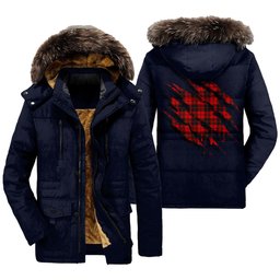 ScotsTee Shop Scottish Ettrick District Clan Tartan Scratch Tartan Faux Fur Hooded Parka Jacket