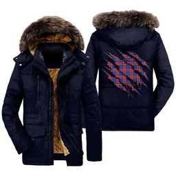 ScotsTee Shop Scottish Graham of Menteith Red Clan Tartan Scratch Tartan Faux Fur Hooded Parka Jacket