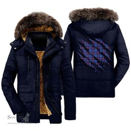 ScotsTee Shop Scottish Elliot Modern Clan Tartan Scratch Tartan Faux Fur Hooded Parka Jacket