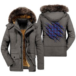 ScotsTee Shop Scottish Elliot Modern Clan Tartan Scratch Tartan Faux Fur Hooded Parka Jacket