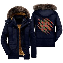 ScotsTee Shop Scottish Grant Ancient Clan Tartan Scratch Tartan Faux Fur Hooded Parka Jacket