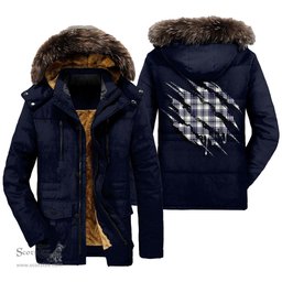 ScotsTee Shop Scottish Hannay Modern Clan Tartan Scratch Tartan Faux Fur Hooded Parka Jacket