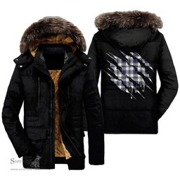 ScotsTee Shop Scottish Hannay Modern Clan Tartan Scratch Tartan Faux Fur Hooded Parka Jacket