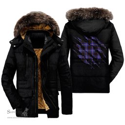 ScotsTee Shop Scottish Dunlop Modern Clan Tartan Scratch Tartan Faux Fur Hooded Parka Jacket