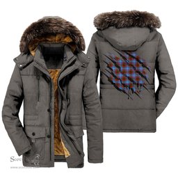ScotsTee Shop Scottish Edinburgh District Clan Tartan Scratch Tartan Faux Fur Hooded Parka Jacket