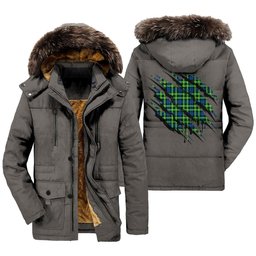 ScotsTee Shop Scottish Campbell of Breadalbane Ancient Clan Tartan Scratch Tartan Faux Fur Hooded Parka Jacket