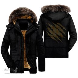 ScotsTee Shop Scottish Gray Clan Tartan Scratch Tartan Faux Fur Hooded Parka Jacket