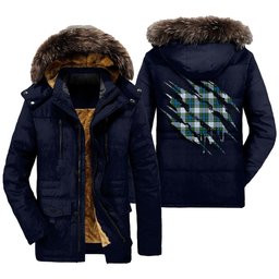 ScotsTee Shop Scottish Campbell Dress Clan Tartan Scratch Tartan Faux Fur Hooded Parka Jacket