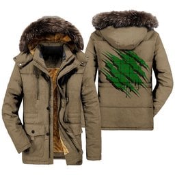ScotsTee Shop Scottish Don Tribe of Mar Clan Tartan Scratch Tartan Faux Fur Hooded Parka Jacket
