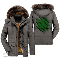 ScotsTee Shop Scottish Don Tribe of Mar Clan Tartan Scratch Tartan Faux Fur Hooded Parka Jacket