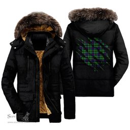ScotsTee Shop Scottish Duncan Modern Clan Tartan Scratch Tartan Faux Fur Hooded Parka Jacket