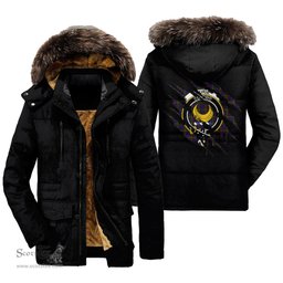 ScotsTee Shop Scottish Durie Clan Crest Tartan Scratch Tartan Faux Fur Hooded Parka Jacket