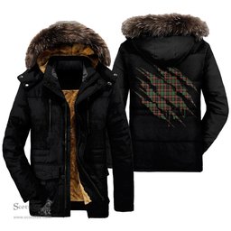 ScotsTee Shop Scottish Cumming Hunting Ancient Clan Tartan Scratch Tartan Faux Fur Hooded Parka Jacket