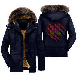 ScotsTee Shop Scottish MacIntyre Modern Clan Tartan Scratch Tartan Faux Fur Hooded Parka Jacket