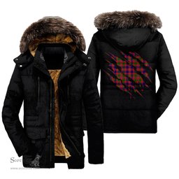 ScotsTee Shop Scottish MacIntyre Modern Clan Tartan Scratch Tartan Faux Fur Hooded Parka Jacket