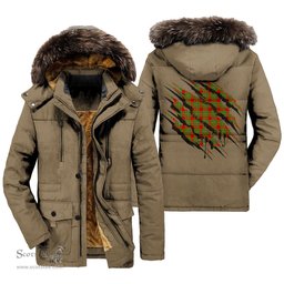 ScotsTee Shop Scottish MacGregor Modern Clan Tartan Scratch Tartan Faux Fur Hooded Parka Jacket