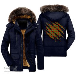 ScotsTee Shop Scottish MacGregor Modern Clan Tartan Scratch Tartan Faux Fur Hooded Parka Jacket