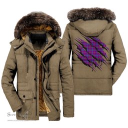 ScotsTee Shop Scottish Jackson Clan Tartan Scratch Tartan Faux Fur Hooded Parka Jacket