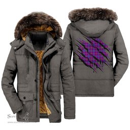 ScotsTee Shop Scottish Jackson Clan Tartan Scratch Tartan Faux Fur Hooded Parka Jacket