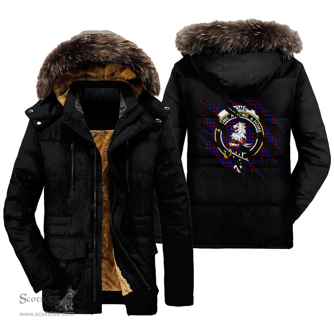 ScotsTee Shop Scottish Home Modern Clan Crest Tartan Scratch Tartan Faux Fur Hooded Parka Jacket