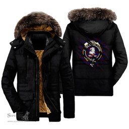 ScotsTee Shop Scottish Home Modern Clan Crest Tartan Scratch Tartan Faux Fur Hooded Parka Jacket