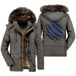 ScotsTee Shop Scottish MacLaine of Loch Buie Hunting Ancient Clan Tartan Scratch Tartan Faux Fur Hooded Parka Jacket