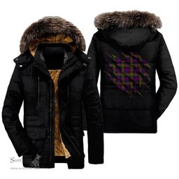 ScotsTee Shop Scottish MacDonnell of Glengarry Modern Clan Tartan Scratch Tartan Faux Fur Hooded Parka Jacket