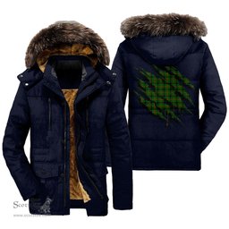 ScotsTee Shop Scottish Kincaid Modern Clan Tartan Scratch Tartan Faux Fur Hooded Parka Jacket