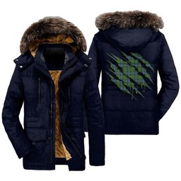 ScotsTee Shop Scottish MacMillan Hunting Ancient Clan Tartan Scratch Tartan Faux Fur Hooded Parka Jacket