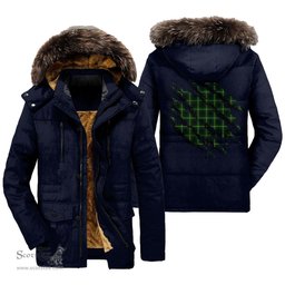 ScotsTee Shop Scottish MacArthur Modern Clan Tartan Scratch Tartan Faux Fur Hooded Parka Jacket