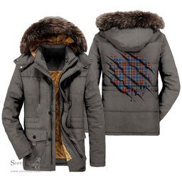 ScotsTee Shop Scottish MacBeth Modern Clan Tartan Scratch Tartan Faux Fur Hooded Parka Jacket