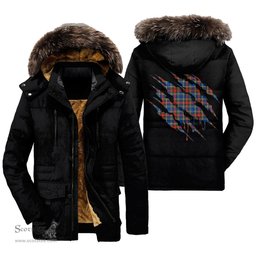 ScotsTee Shop Scottish MacBeth Modern Clan Tartan Scratch Tartan Faux Fur Hooded Parka Jacket