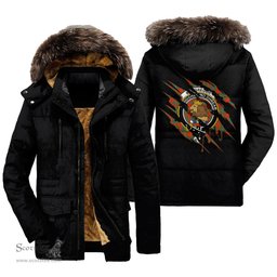 ScotsTee Shop Scottish MacGregor Ancient Clan Crest Tartan Scratch Tartan Faux Fur Hooded Parka Jacket