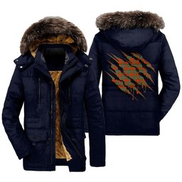 ScotsTee Shop Scottish MacGregor Ancient Clan Tartan Scratch Tartan Faux Fur Hooded Parka Jacket